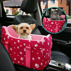 Cullaby center-console dog car seat pink front view for secure, travel-ready design.