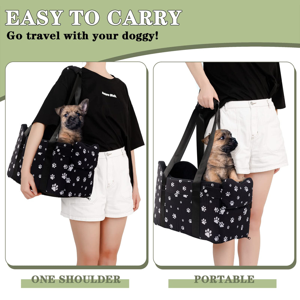 Cullaby center console dog car seat storage pockets keep treats and toys handy.