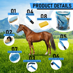 Cunhill hard brush removes stubborn dirt from the horse's coat.