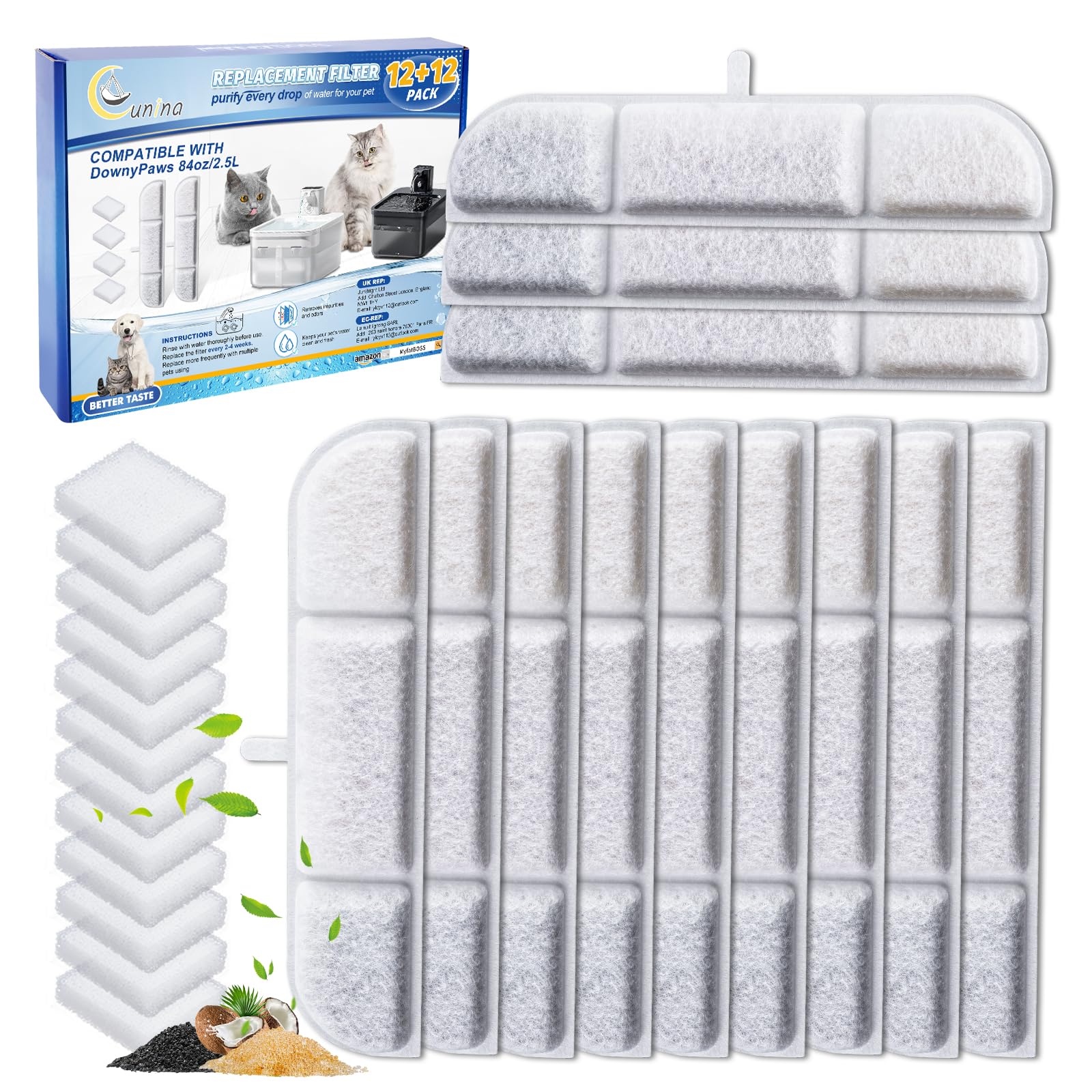Cunina DownyPaws packaging enables easy storage for replacement filters.