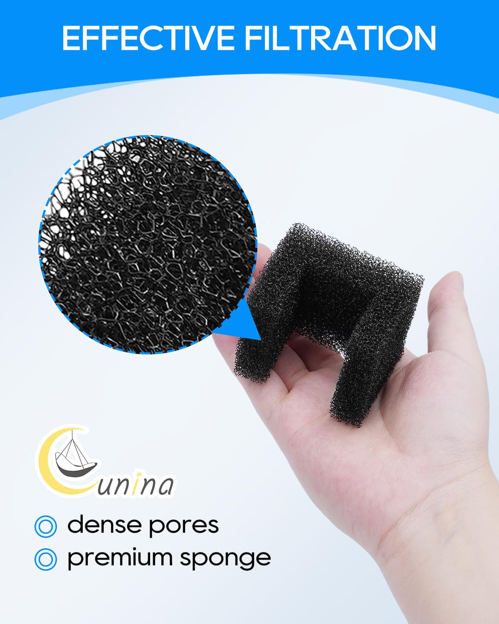 Cunina easy-to-replace filter design shown for quick changes.