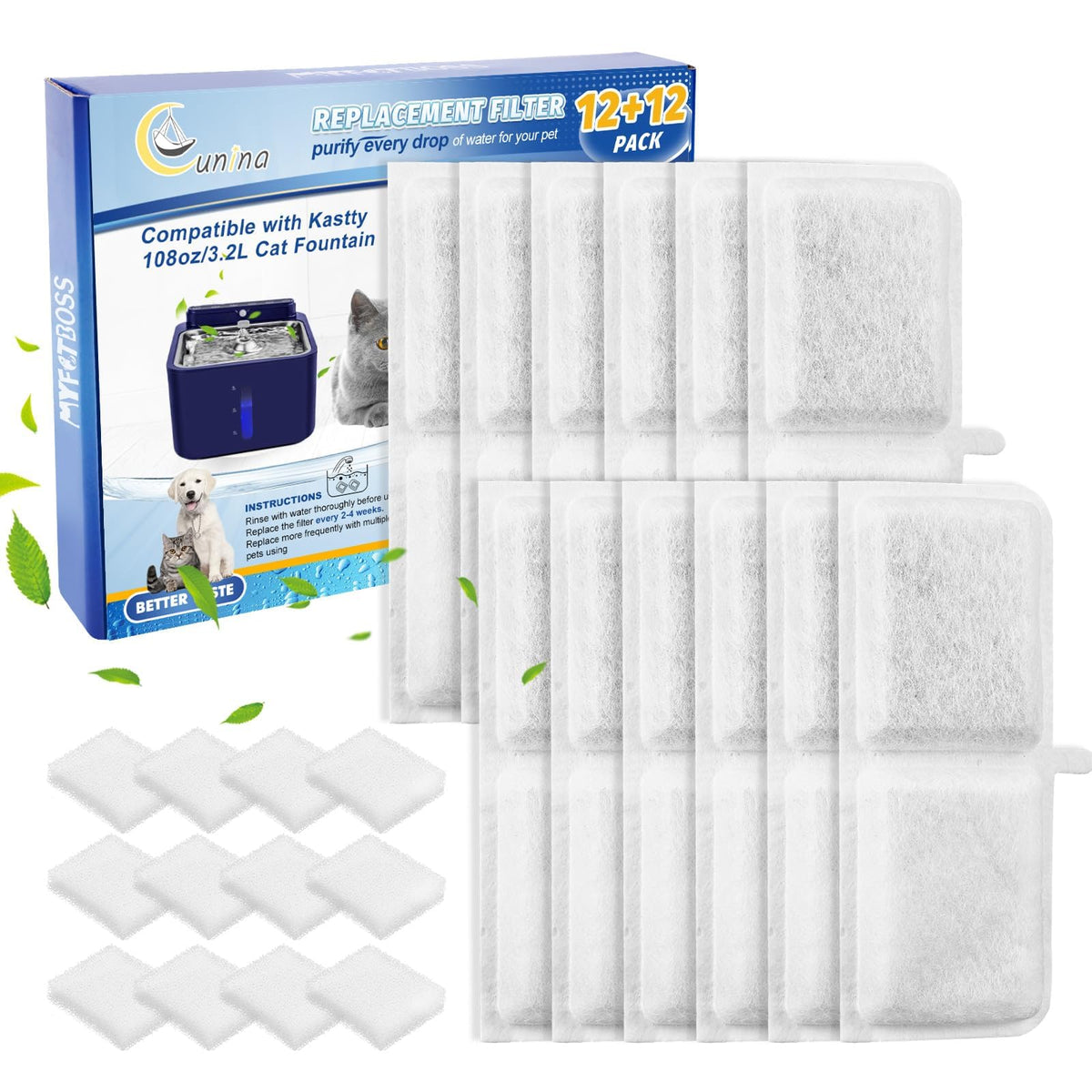 Cunina Kastty compatible activated carbon filter pack for cleaner water