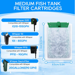 Cunina medium filter cartridges compatible with Whisper PF10 for reliable tank filtration