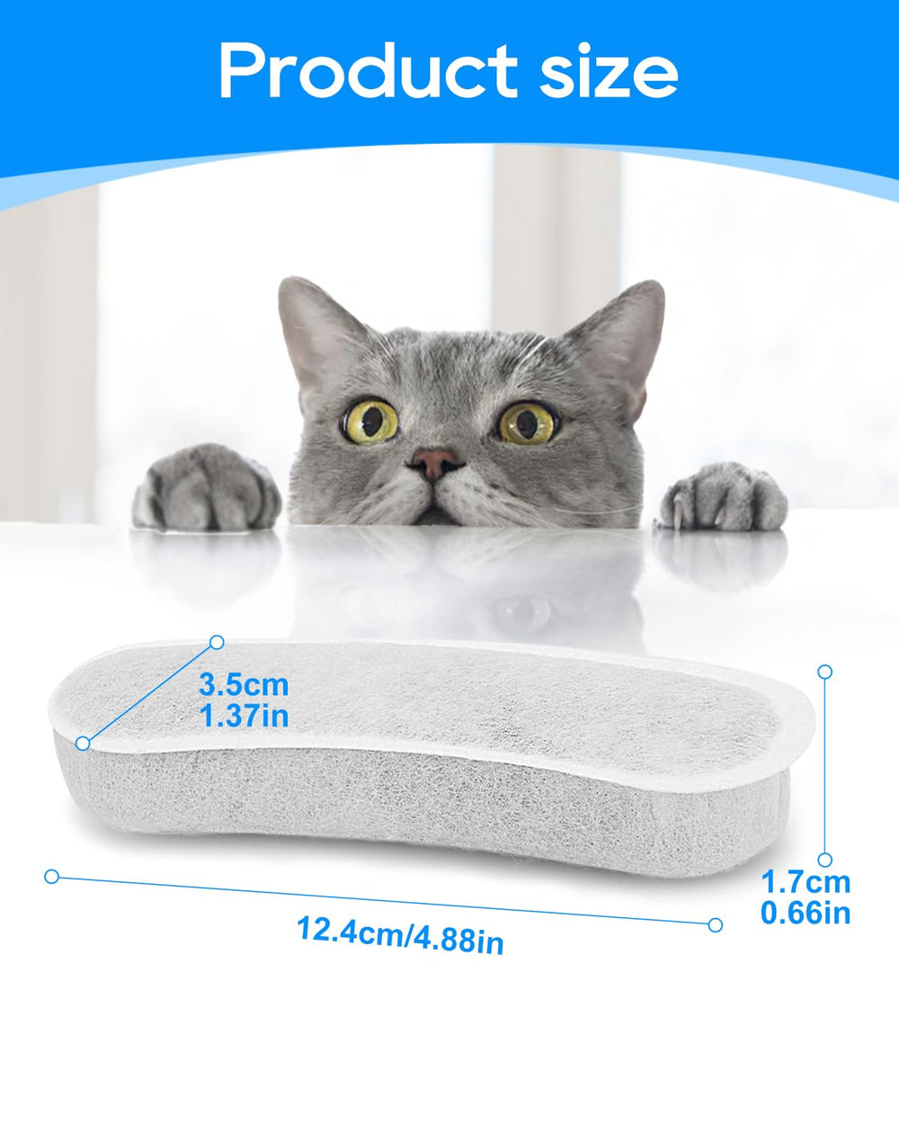 Cunina nonwoven media traps hair and impurities for cleaner pet drinking water.