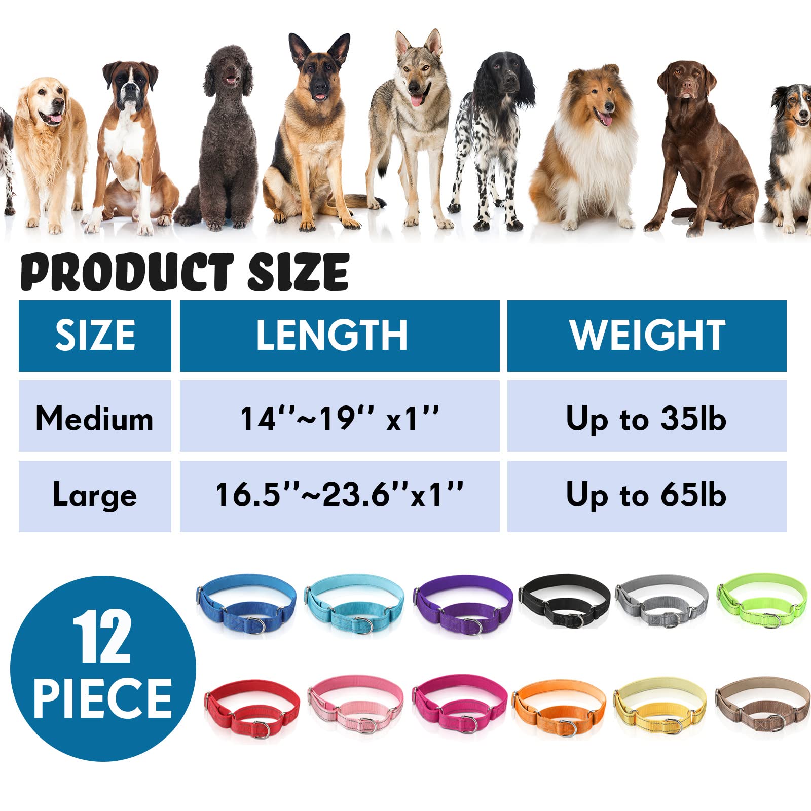 Cunno durable metal buckle martingale collar for secure fit
