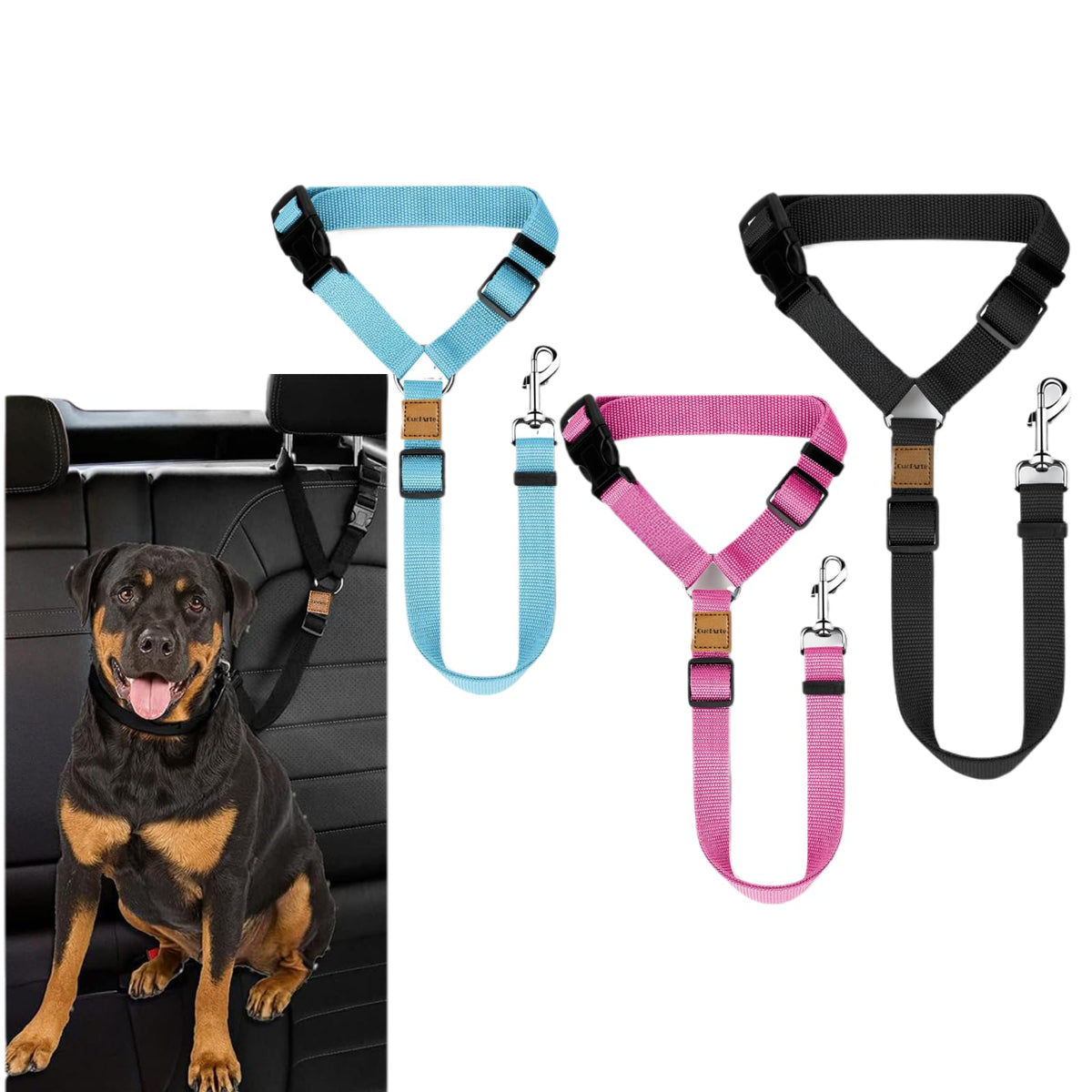 CuoiArte dog seatbelt in car securing pets during travel