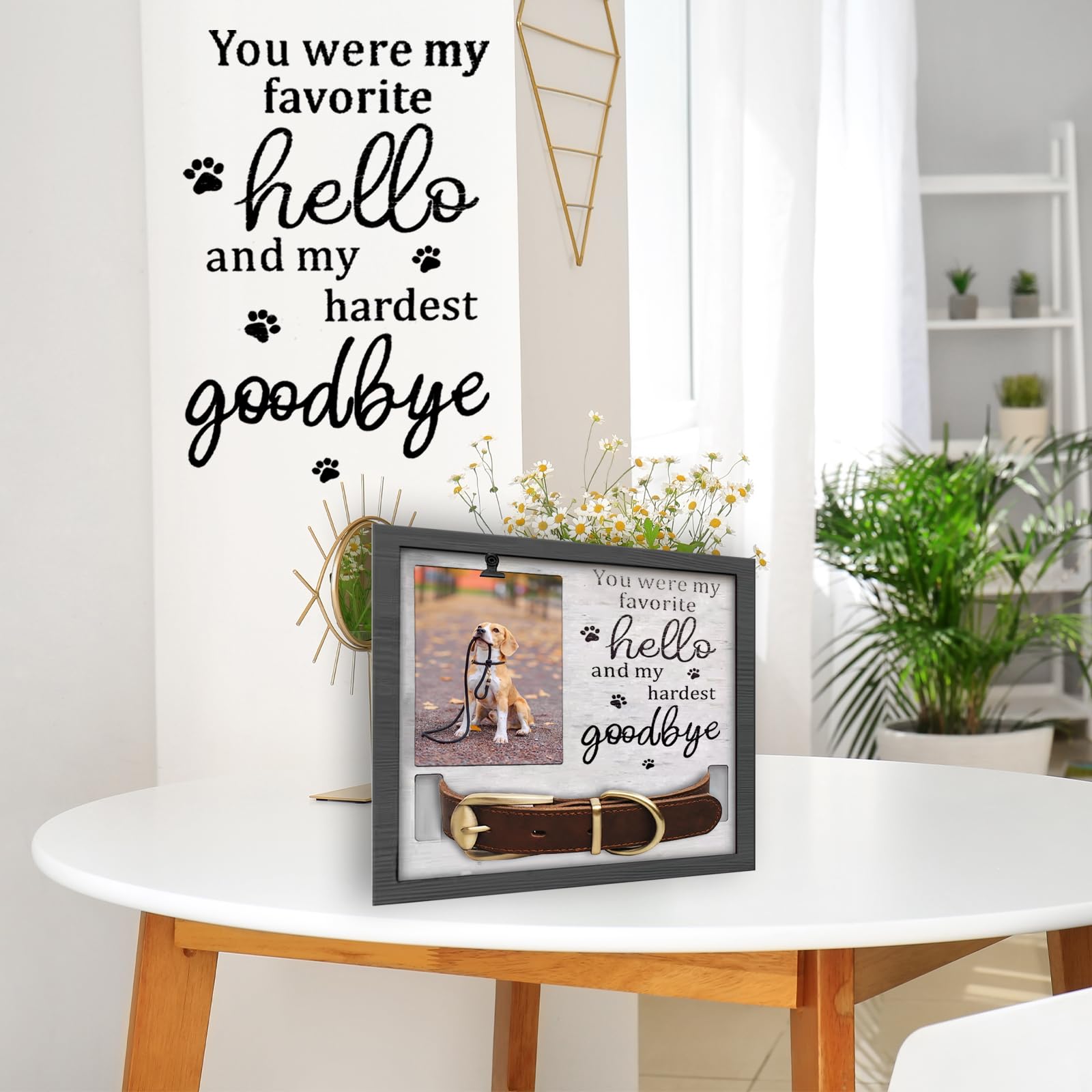Cupdarow pet memorial frame collar-slot shows keepsake collar and photo together