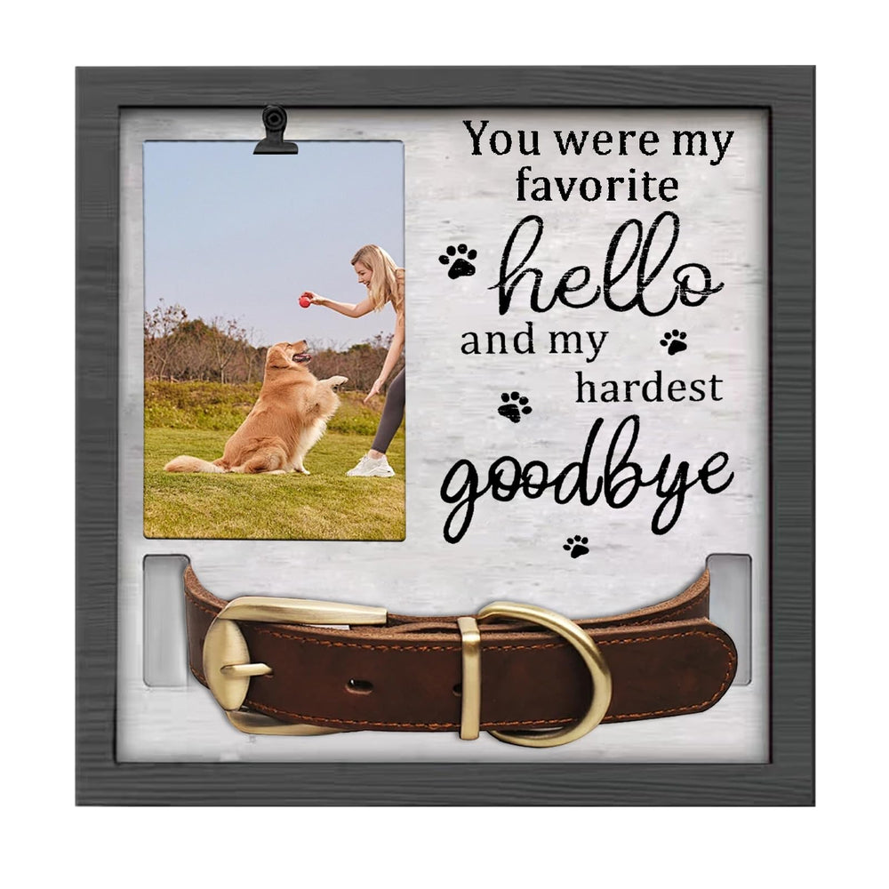 Cupdarow pet memorial frame front view captures memory with photo and collar for a lasting tribute