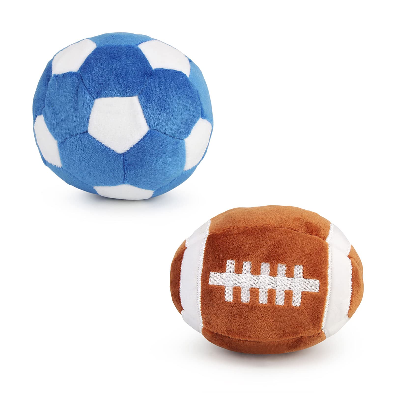 Cuperay interactive dog ball football 2-pack, soft plush squeak for engaging indoor play.