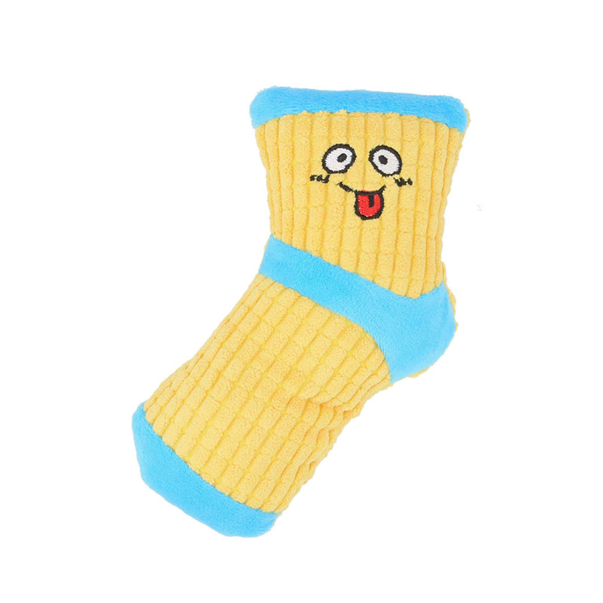 Cuperay squeaky dog toy in blue yellow front view for interactive play and stimulation