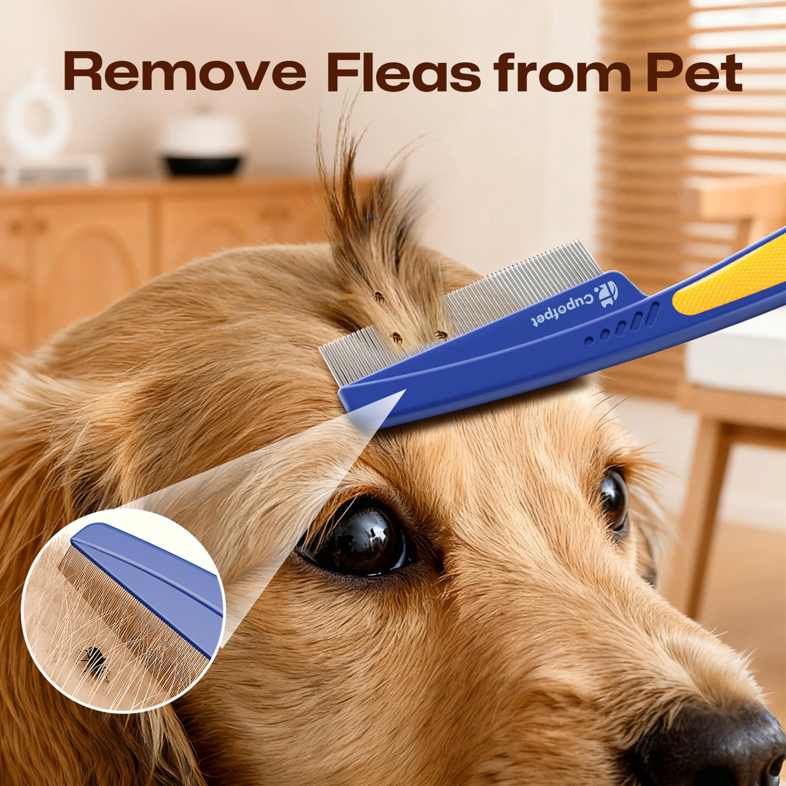 Cupofpet anti-slip handle image emphasizing secure grip during grooming.