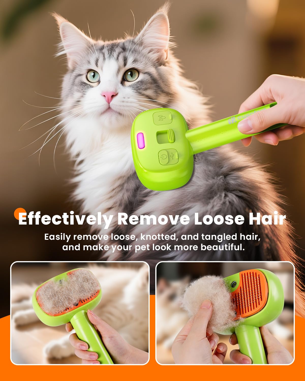 Cupofpet curved steel comb with protective gel for safe grooming.
