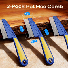Cupofpet flea comb metal teeth close-up showing durable design.