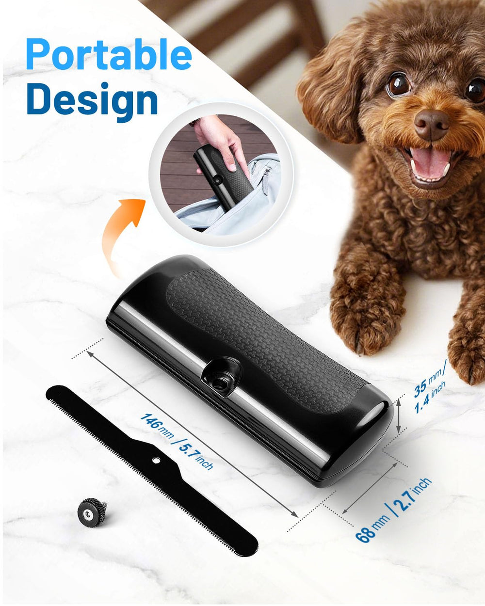 Cupofpet Groomingpro Deshedding Brush 2.0 ergonomic-handle close-up shows premium materials.