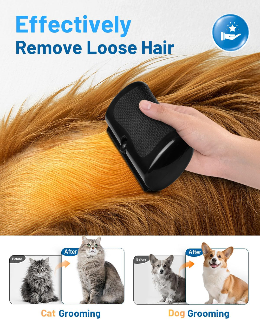 Cupofpet Groomingpro Deshedding Brush 2.0 in-use cats highlights gentle grooming with no pulling.