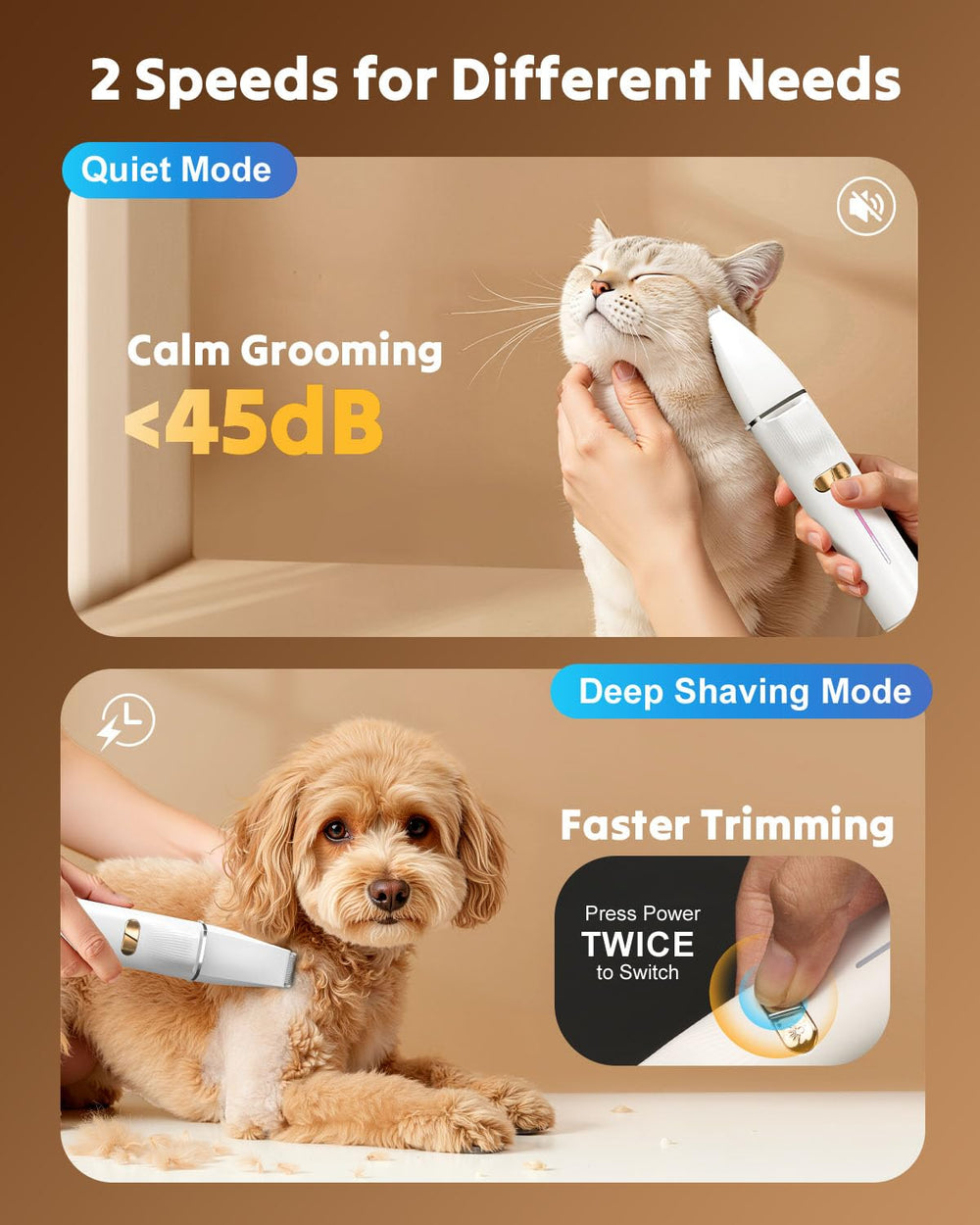 Cupofpet LED-light grooming ensures visibility for accurate trimming in low light.