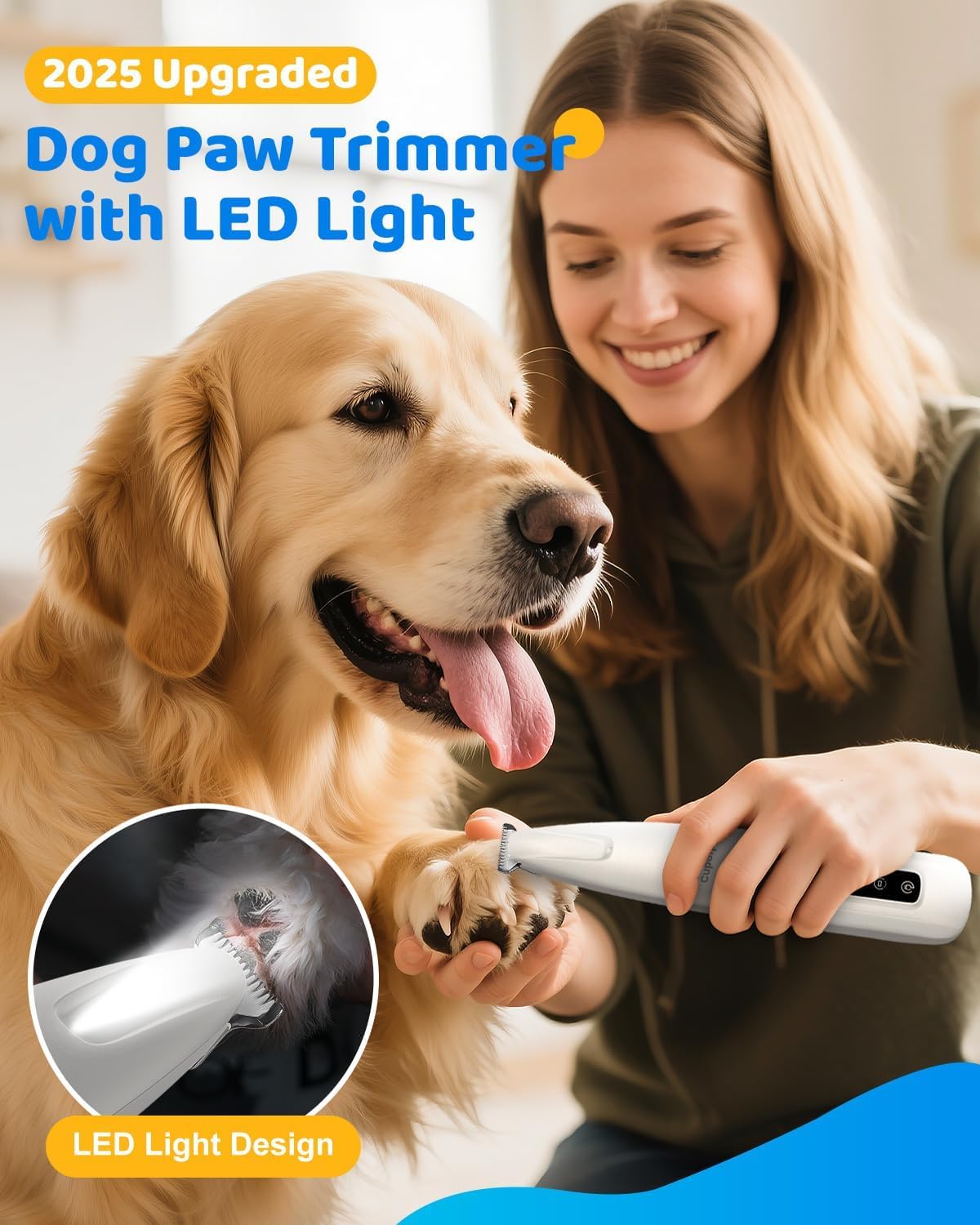 Cupofpet paw trimmer with 18mm widened blade increases shaving area