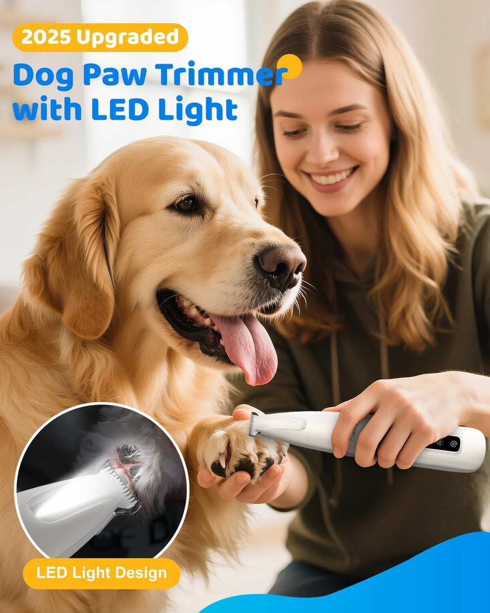 Cupofpet paw trimmer with 18mm widened blade increases shaving area