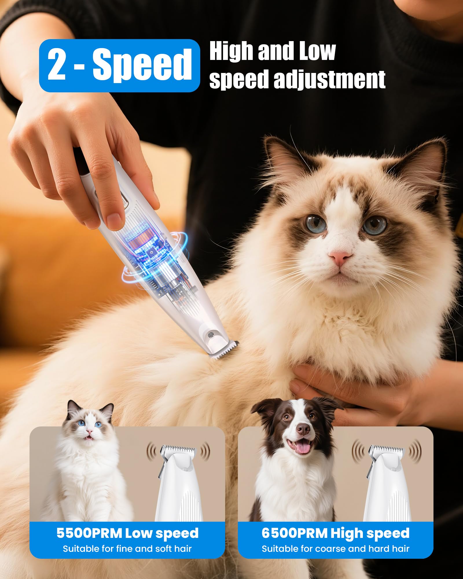 Cupofpet paw trimmer with LED display and rechargeable battery for cordless convenience.