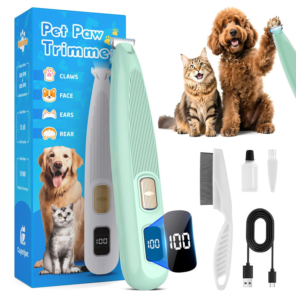 Cupofpet professional paw-trimmer with LED light for precise paw grooming.