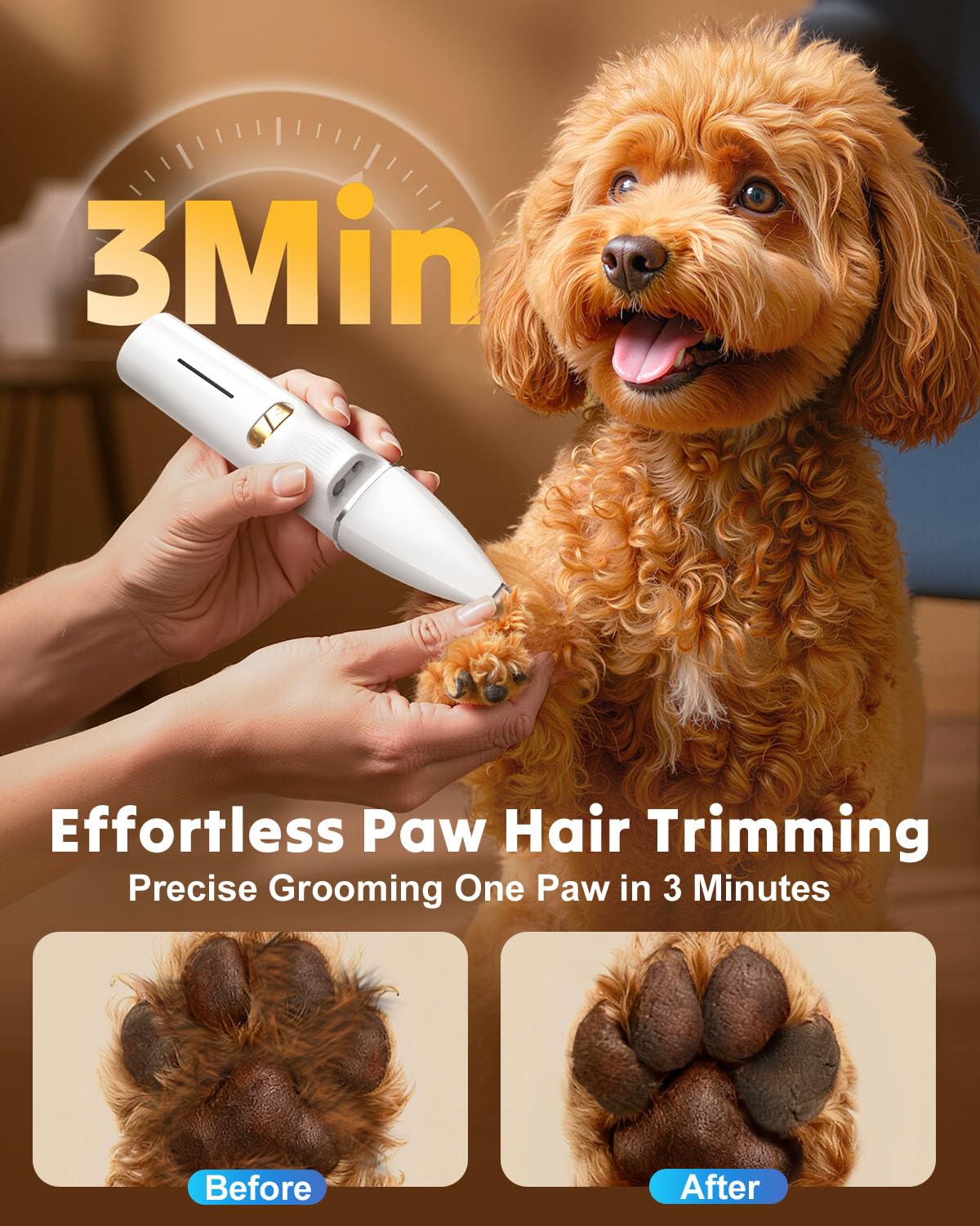 Cupofpet trimmer in quiet mode offers calm grooming for skittish pets.