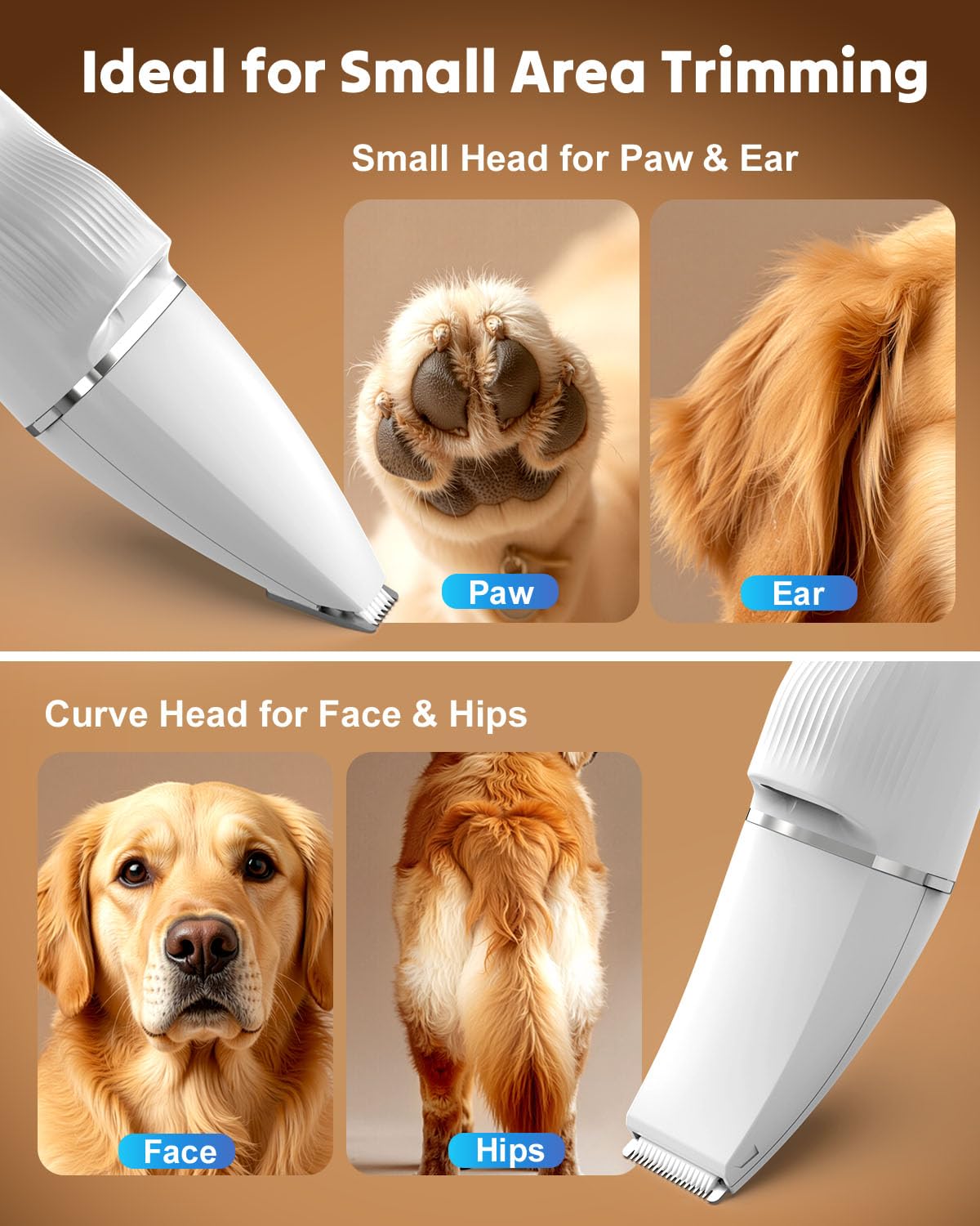 Cupofpet USB-C charging enables quick, cordless grooming sessions.
