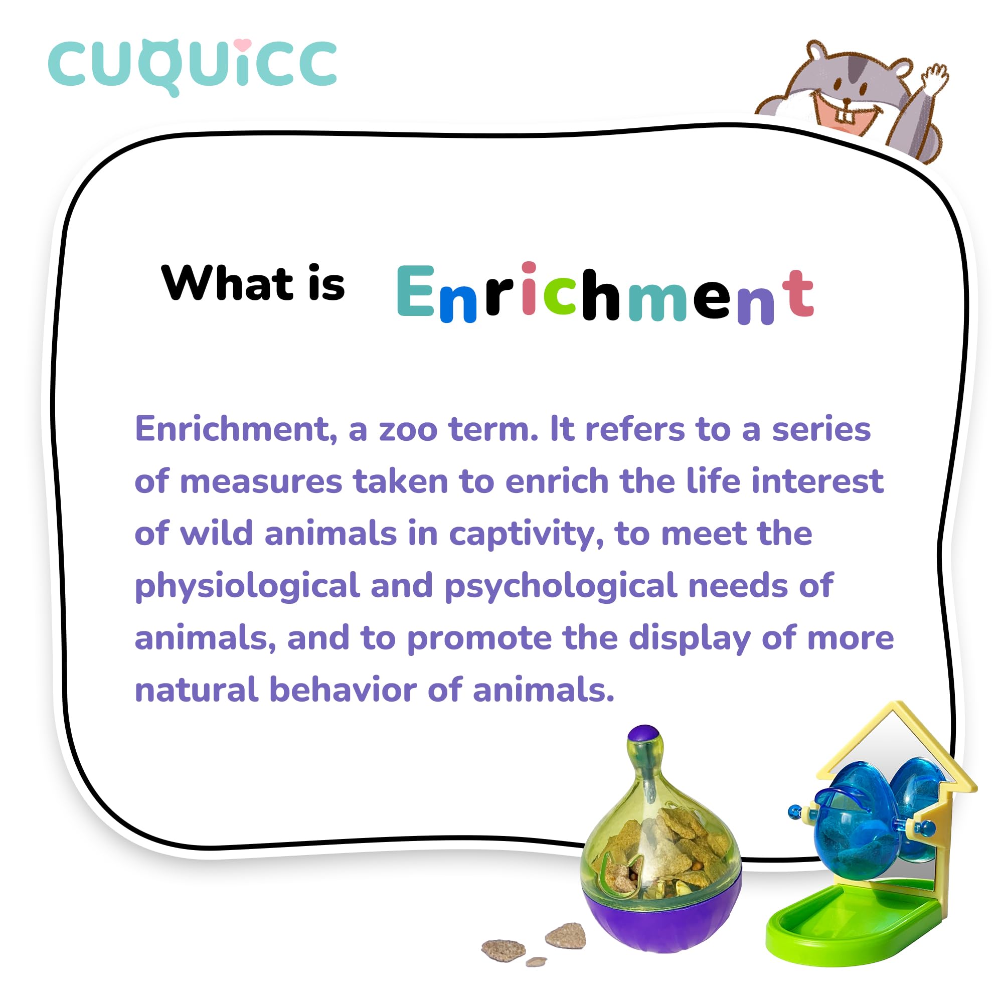 CUQUICC rat toys encourage enrichment and social interaction in small pets.