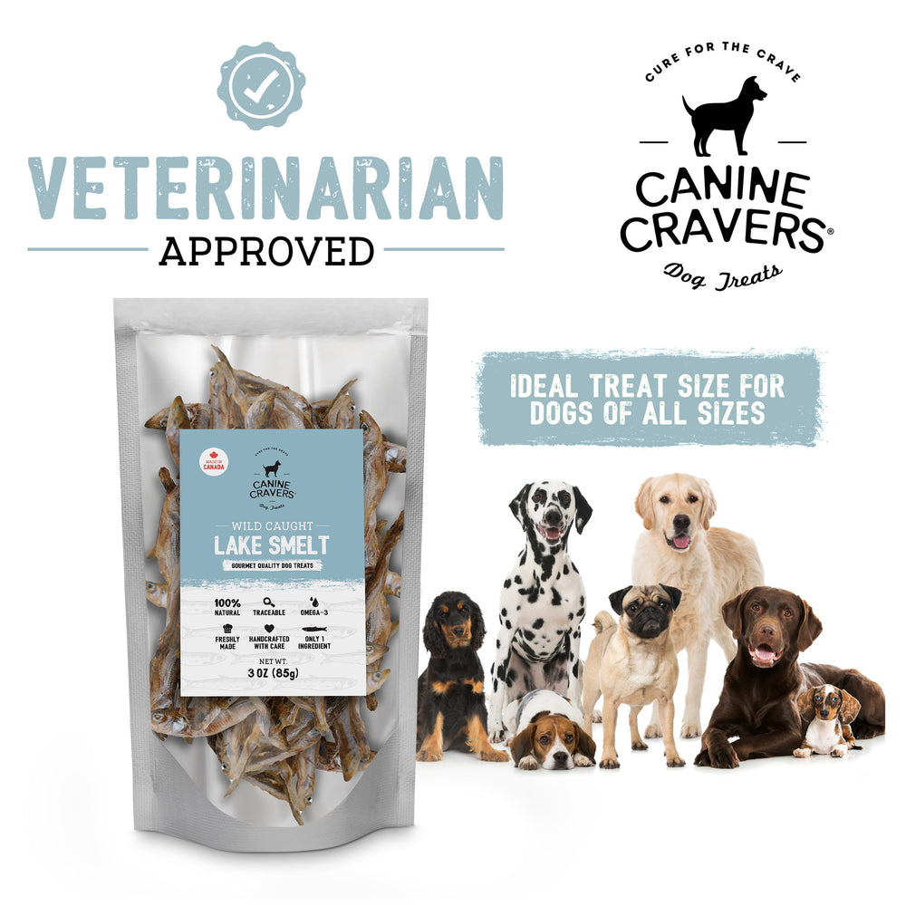 CURE FOR THE CRAVE Canine Cravers, ingrediente único, snack puro para entrenar y recompensar.