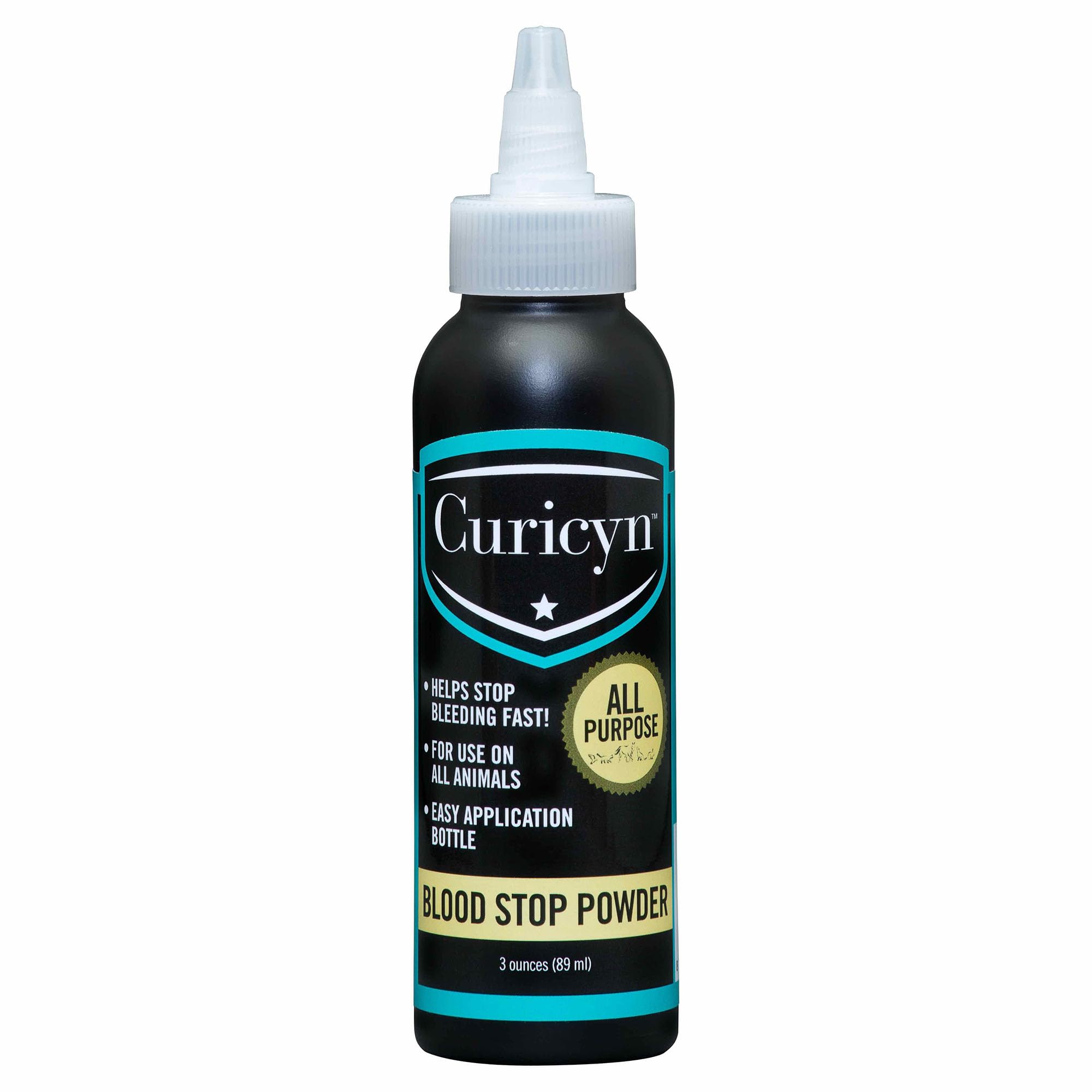 Curicyn Blood Stop Powder applied to a pet wound to stop bleeding quickly