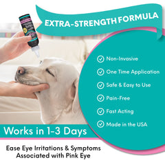 Curicyn Cat Eye Drops ointment with soothing gel touching the eye surface.