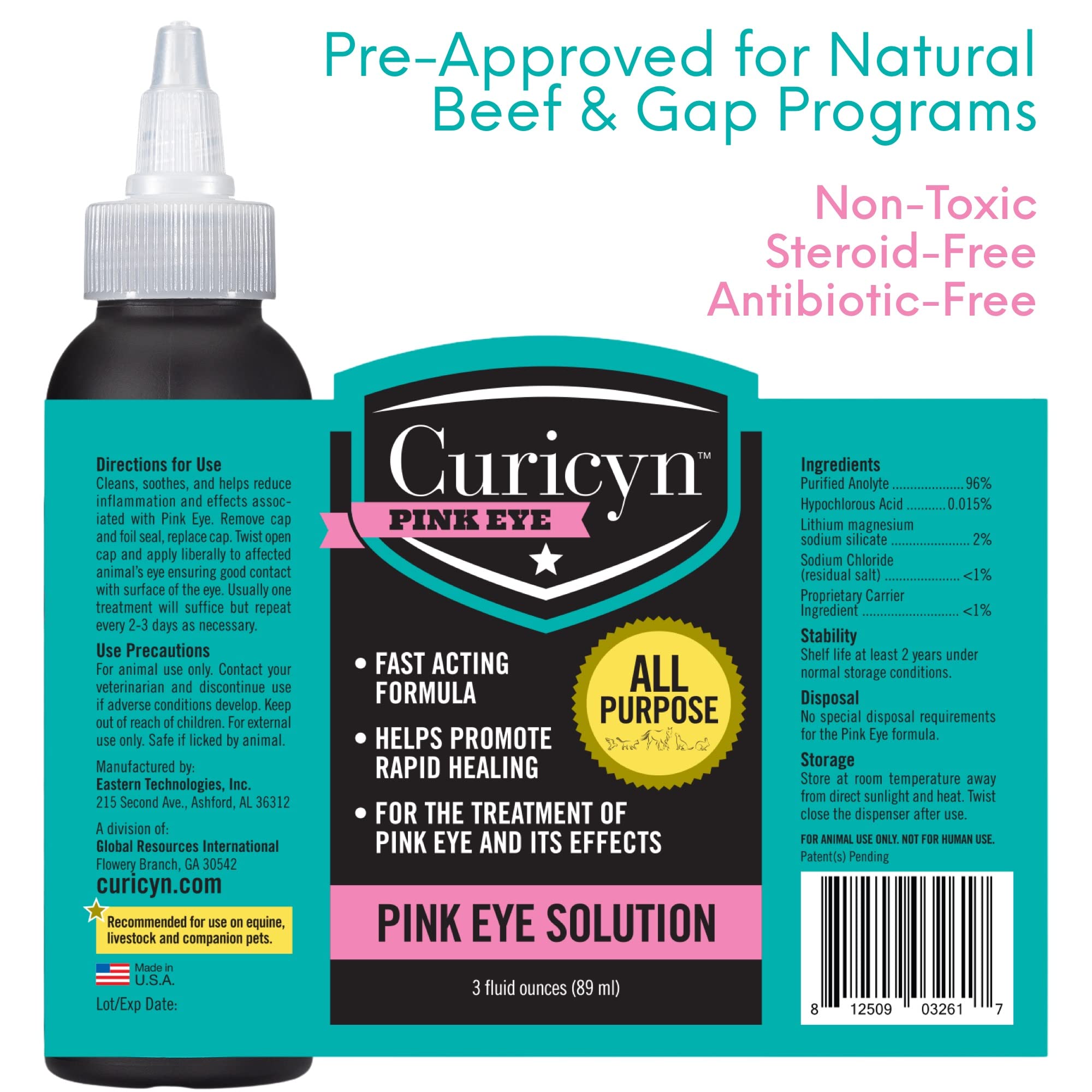 Curicyn Dog Eye Drops bottle for quick comfort around irritated eyes.