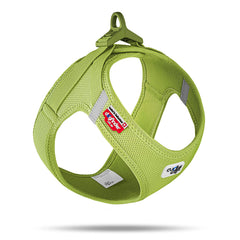 Curli Vest Harness Clasp Air-Mesh Lime left-side view highlights lightweight comfort.
