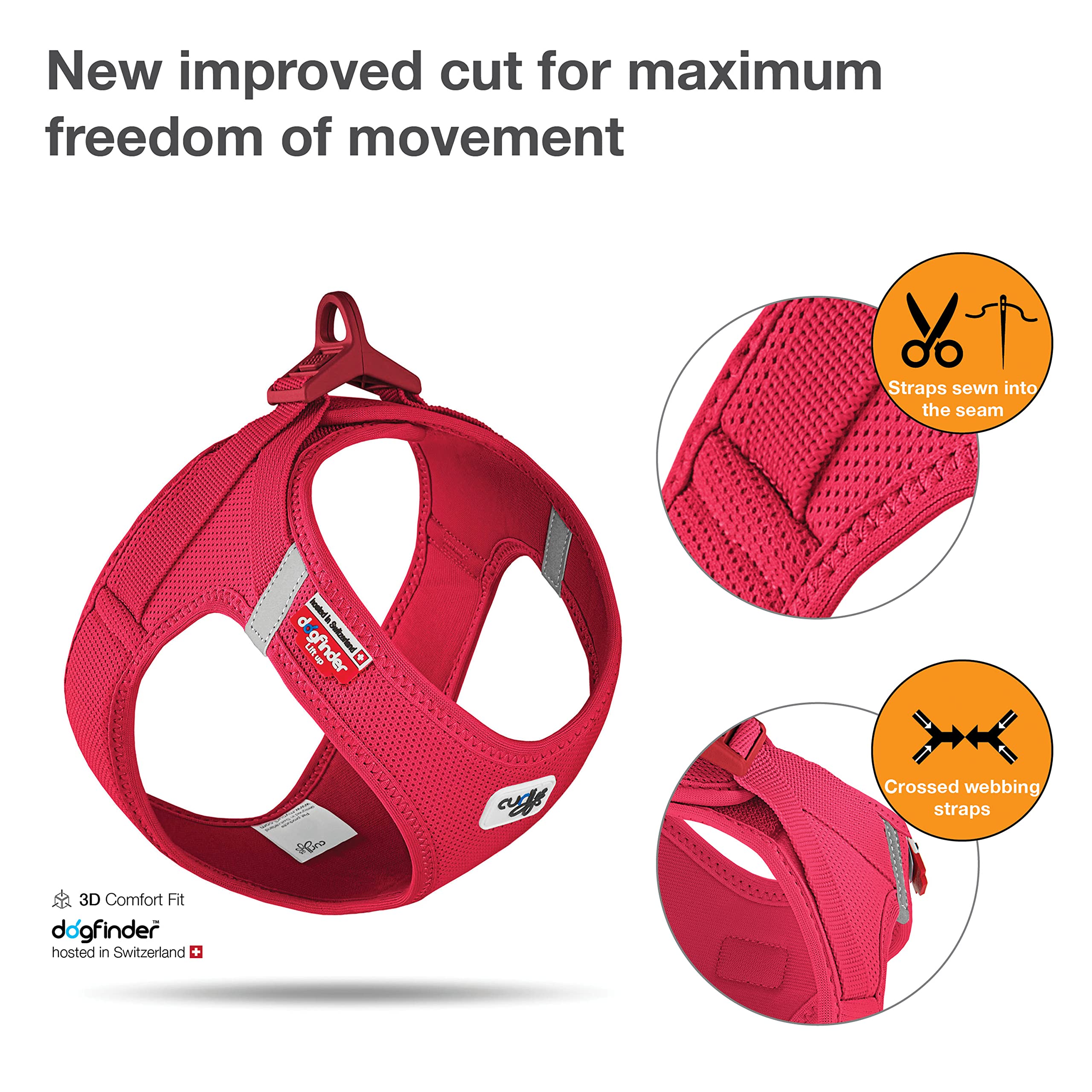 Curli Vest Harness Clasp Air-Mesh XS side view shows ergonomic fit for energetic dogs