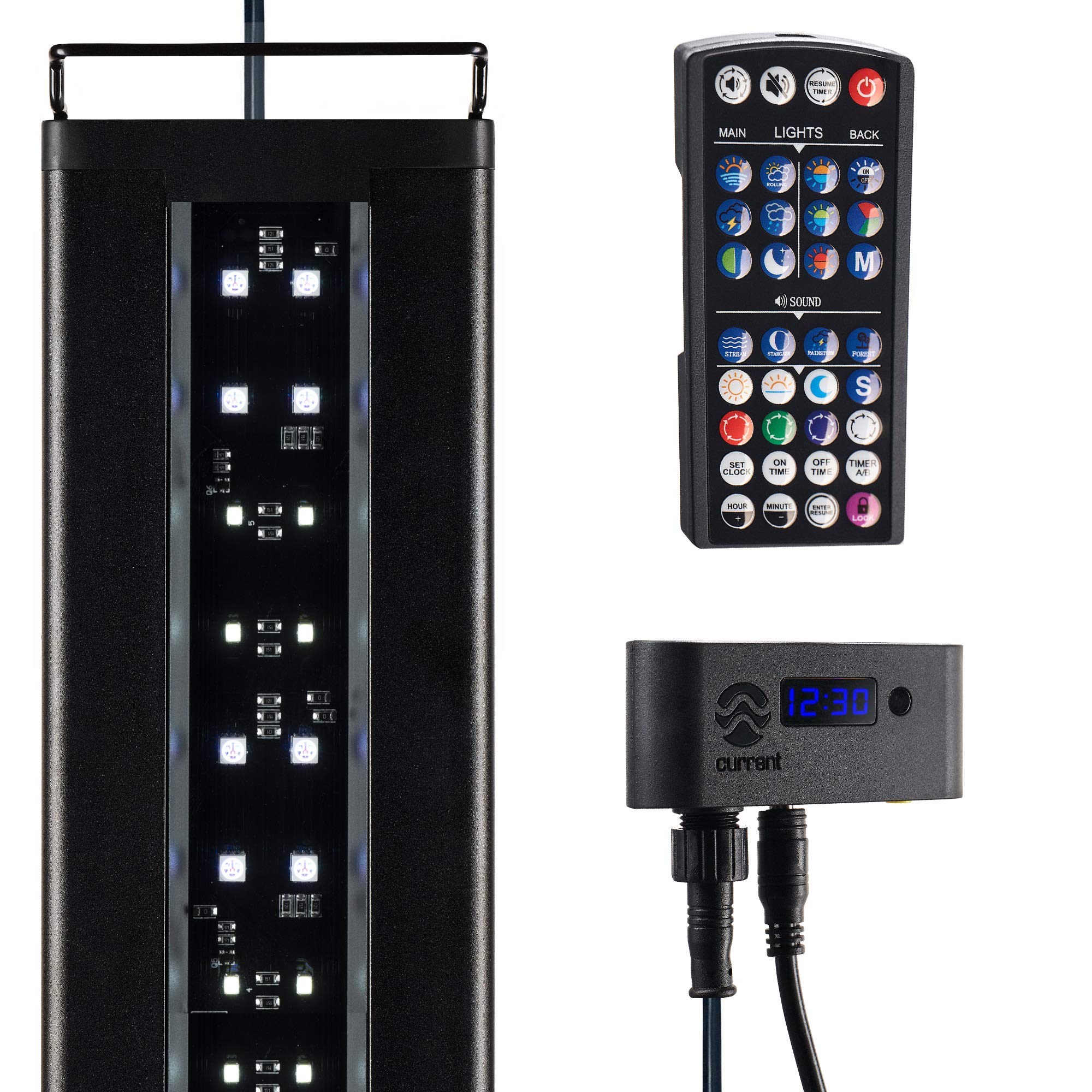 Current Satellite LED Plus side view shows vibrant color blends for aquarium viewing