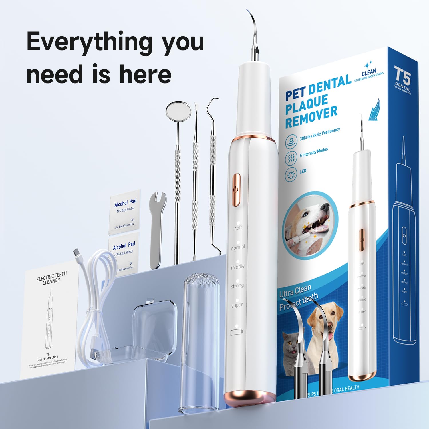 Curvy Moon Ultrasonic Dog Teeth Cleaning Kit at-home dental care solution.