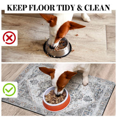 Cuslnox dog bowl mat floor protection minimizes splashes and floor damage.
