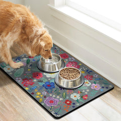Cuslnox dog bowl mat anti-slip back stays in place during meals