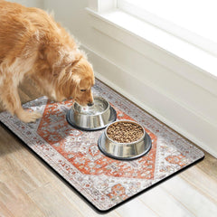 Cuslnox dog-bowl-mat-non-slip back keeps bowls steady during feeding.