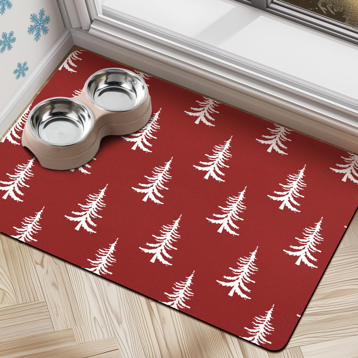 Cuslnox absorbent water mat for dog and cat bowls keeps floors dry.
