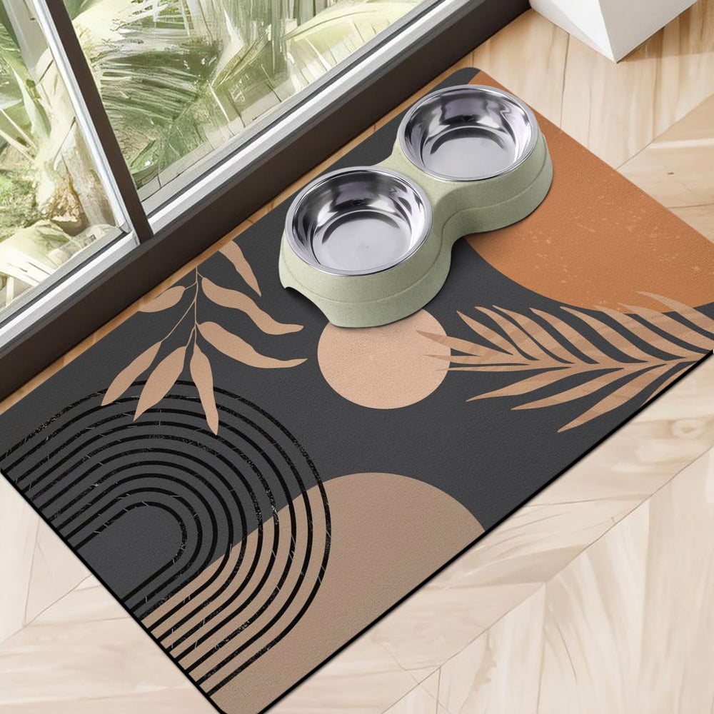 Cuslnox dog food mat absorbs water spills for cleaner floors.