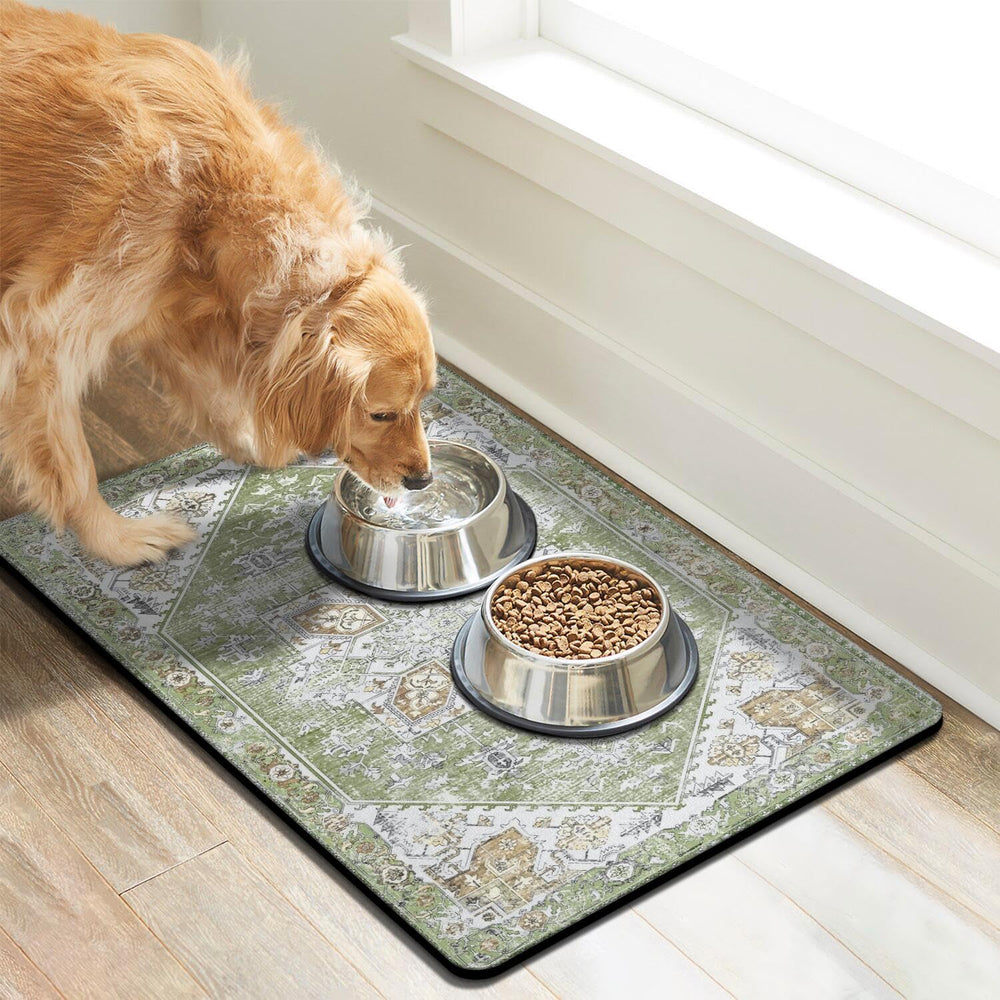 Cuslnox dog food mat anti skid back keeps the mat from sliding during meals