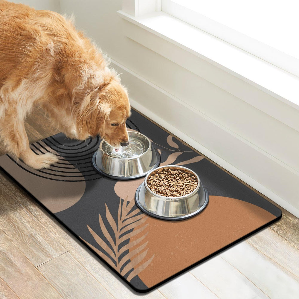 Cuslnox dog food mat anti-skid back keeps it in place.