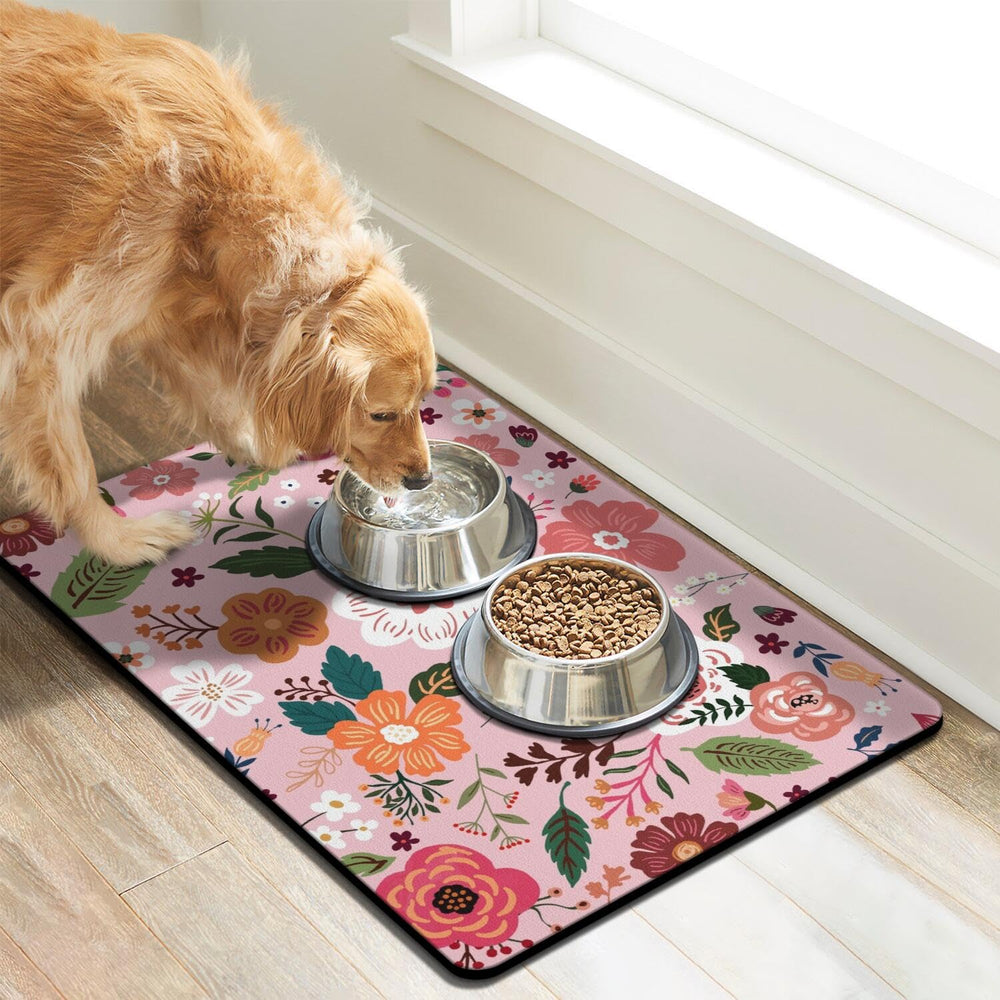Cuslnox dog food mat with anti-skid back stays in place during feeding.