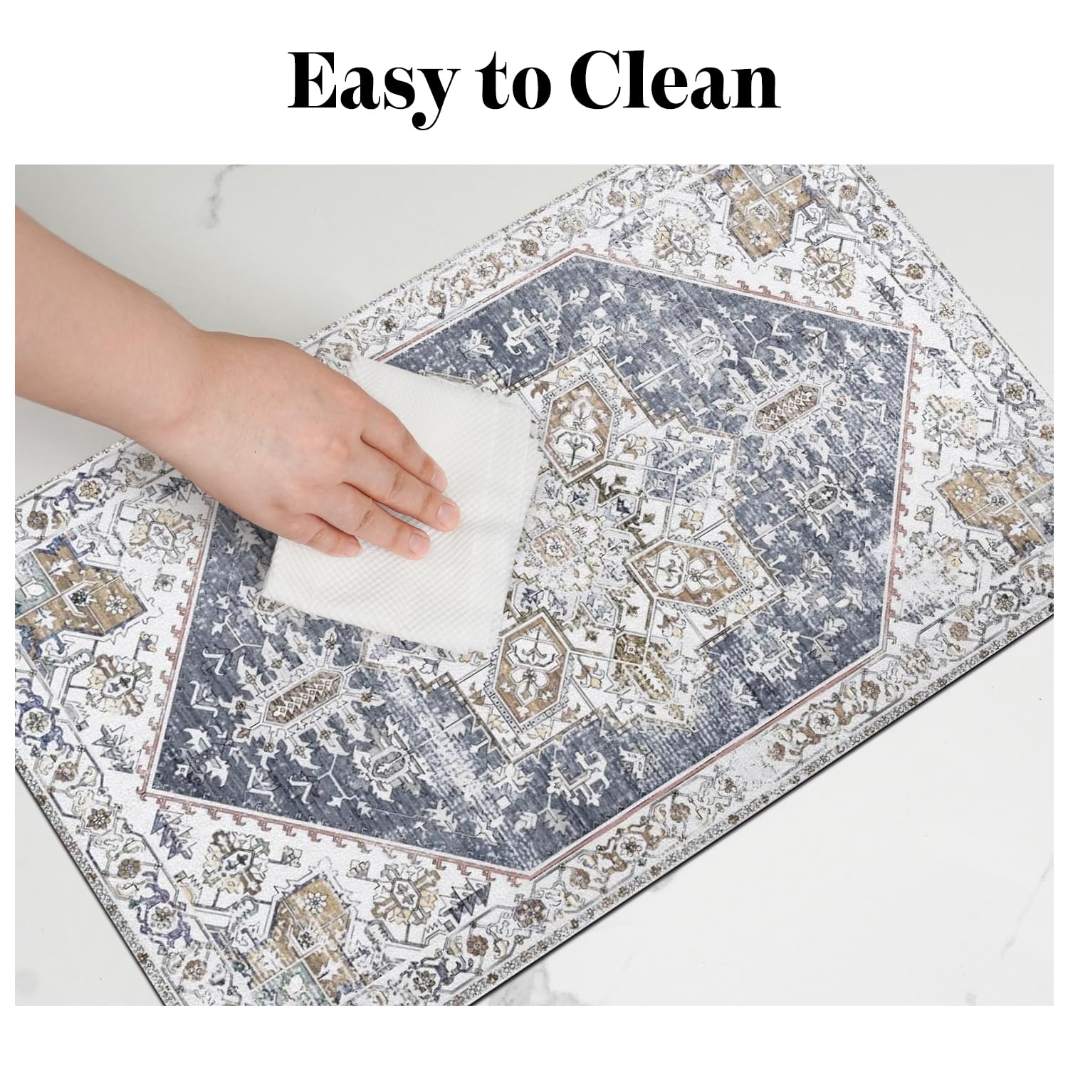 Cuslnox mat under automatic feeder protects floor and reduces mess