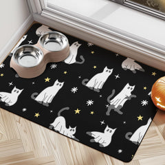 Cuslnox Halloween dog food mat with absorbent surface catches spills, keeping floors clean