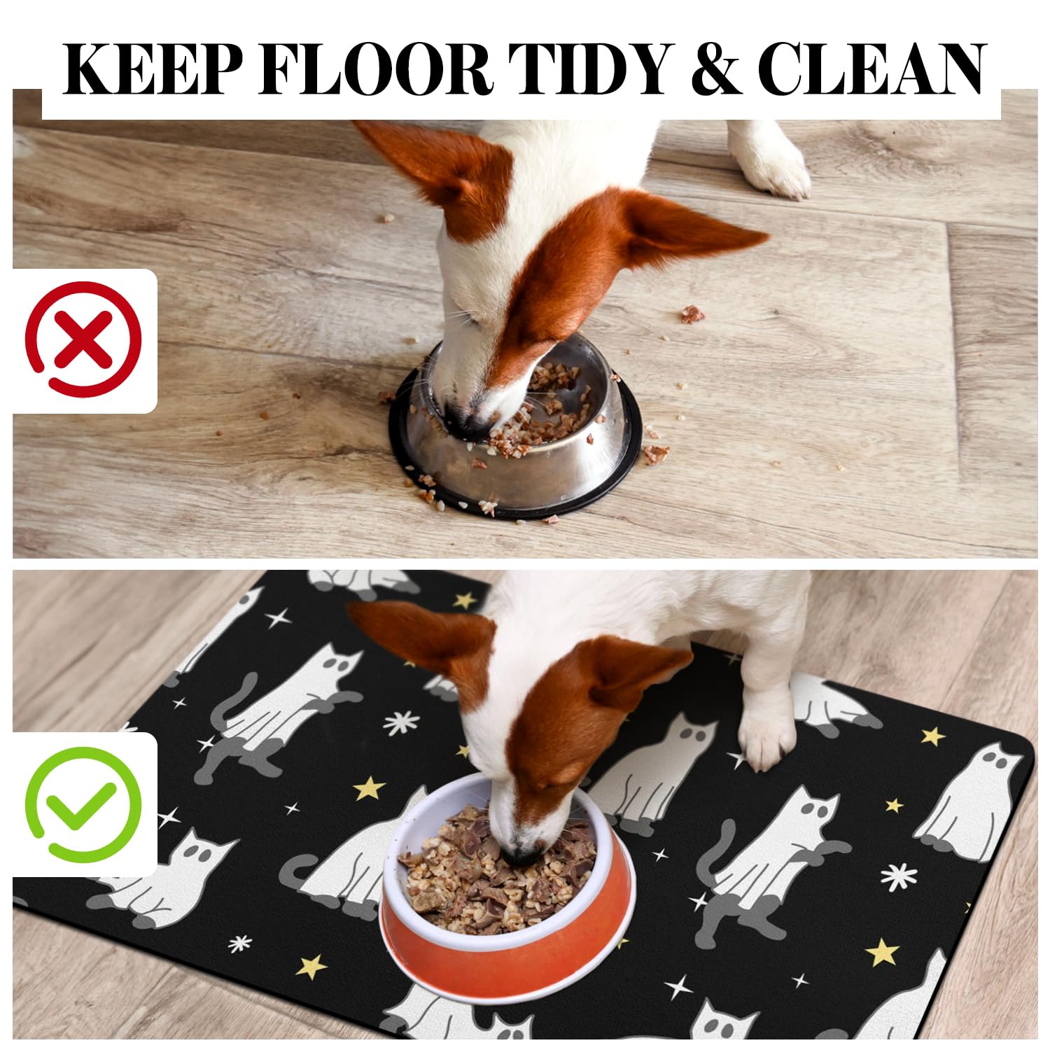 Cuslnox Halloween dog food mat anti-slip back keeps mats in place
