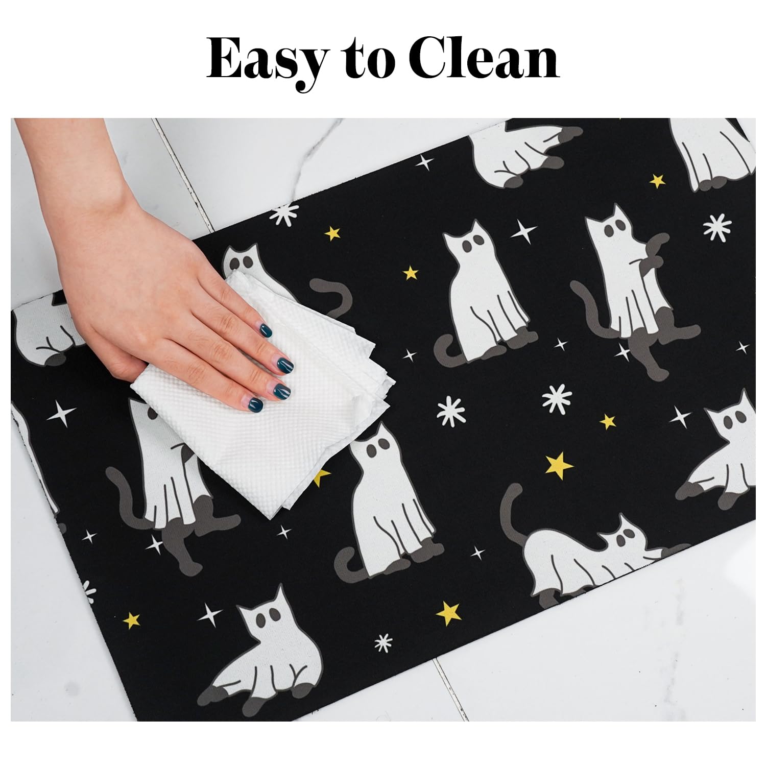 Cuslnox Halloween dog food mat designed for use under automatic feeder