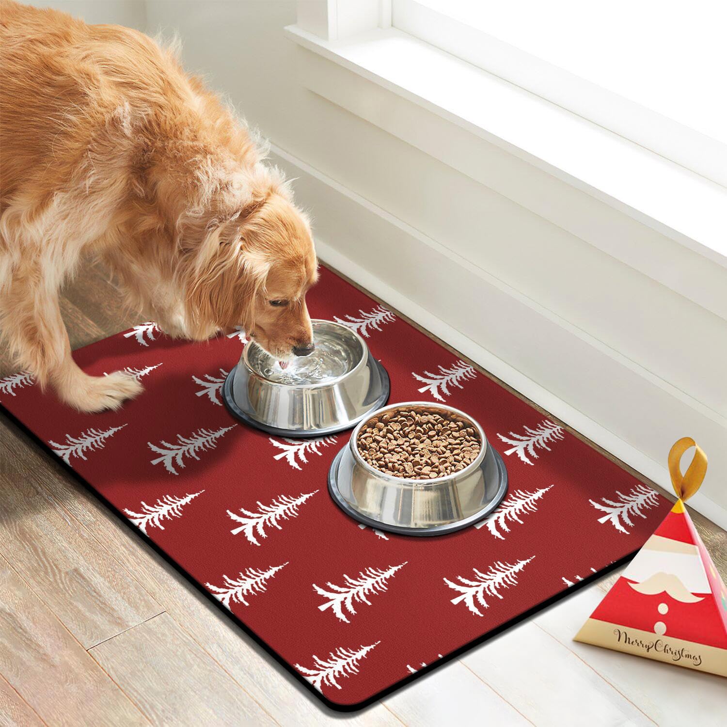 Cuslnox anti-skid-back mat stays put during feeding.