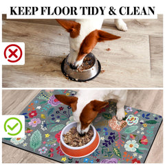 Cuslnox pet food mat floor protector shields floors from splashes