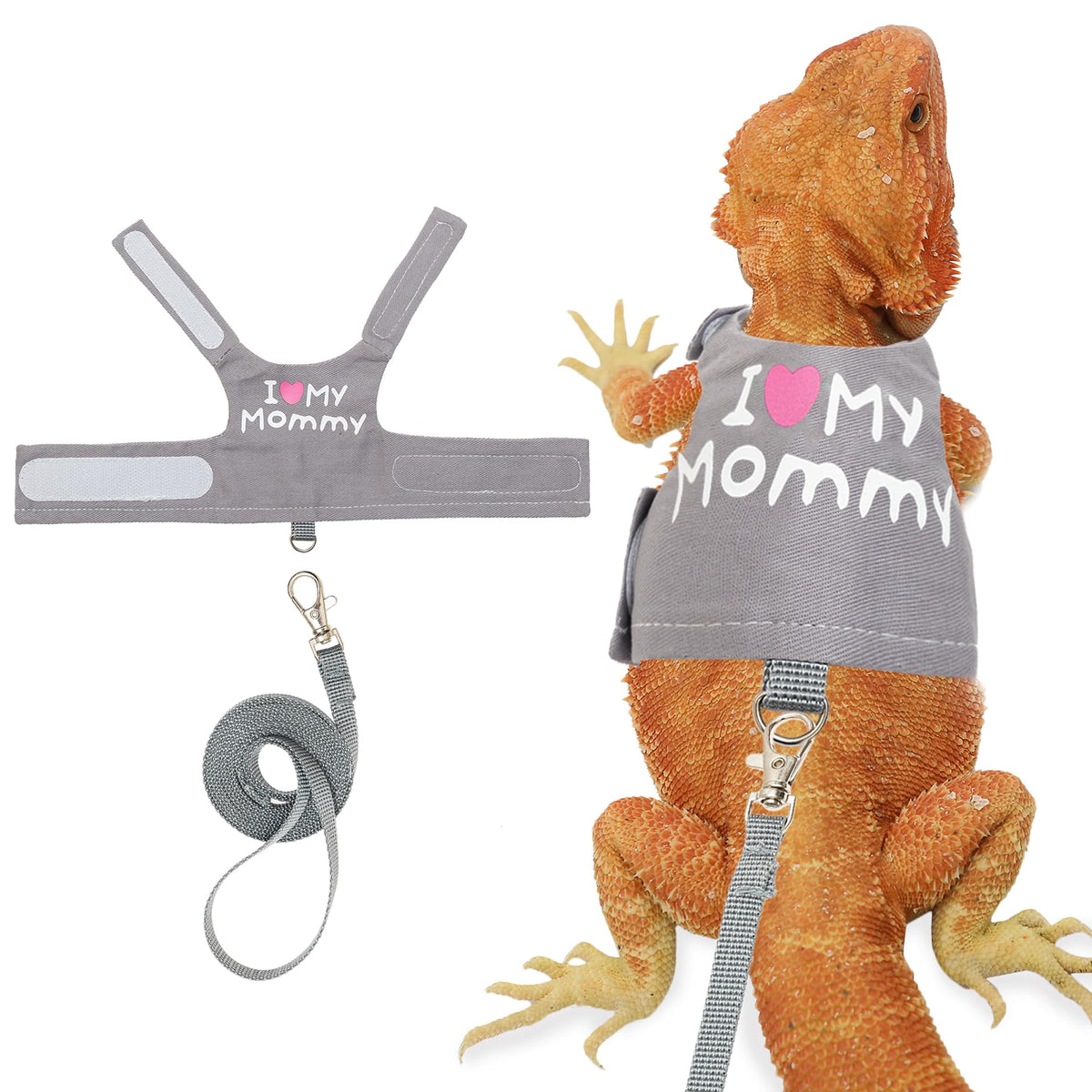 CUSOZWO Bearded Dragon Harness outer view shows adjustable fit for comfortable walks.